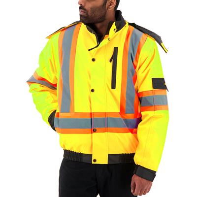 DuraDrive Men's Yellow Basic 6-in-1 Hi-Vis Insulated Safety Traffic Winter Jacket