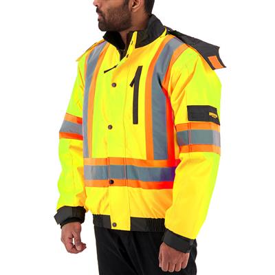 DuraDrive Men's Yellow Basic 6-in-1 Hi-Vis Insulated Safety Traffic Winter Jacket