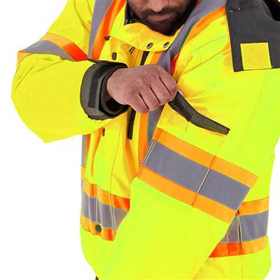 DuraDrive Men's Yellow Basic 6-in-1 Hi-Vis Insulated Safety Traffic Winter Jacket