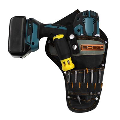 BOSSA Black Ballistic Poly Heavy-Duty Impact Drill Right Holster with Bit Slots