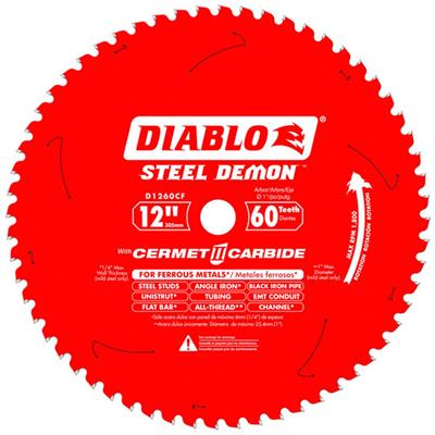 Freud Diablo D1260CF Steel Demon 12 in. 60-Tooth Cermet Carbide Tipped Metal and Stainless Steel Cutting Saw Blade