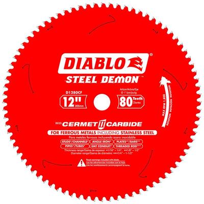 Freud Diablo D1280CF Steel Demon 12 in. 80-Tooth Cermet Carbide Tipped Metal and Stainless Steel Cutting Saw Blade