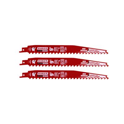 Freud Diablo DS0903CP3 Demo Demon 9 in. 3-TPI Carbide-Tipped Pruning and Clean Wood Cutting Reciprocating Saw Blade (3-Pack)