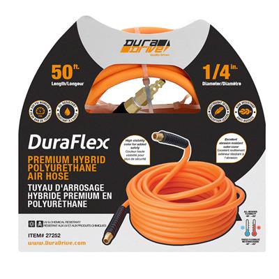 DuraDrive F01450F 1/4 in. x 50 ft. Orange Hybrid Polyurethane Air Hose with Swivel Fitting