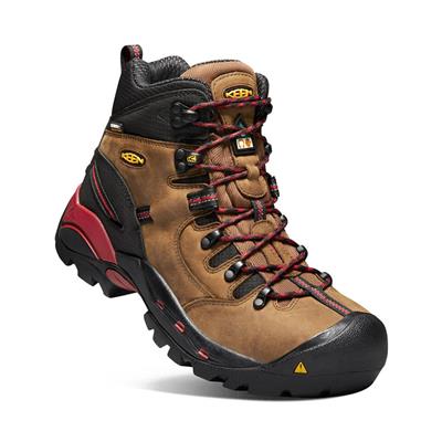 KEEN 1020096 Men's CSA 6 in. Brown/Red Hamilton Carbon Fibre Toe Waterproof Safety Work Boots