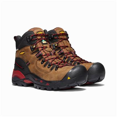 KEEN 1020096 Men's CSA 6 in. Brown/Red Hamilton Carbon Fibre Toe Waterproof Safety Work Boots