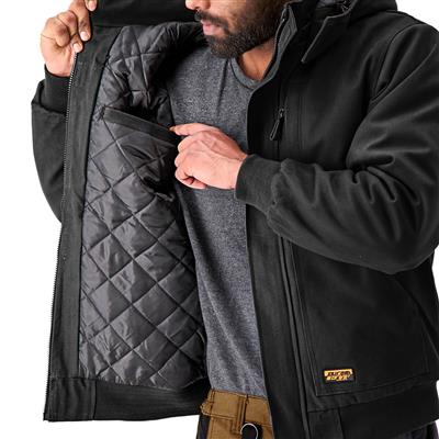 DuraDrive Men's Black Insulated Canvas Hooded Work Jacket