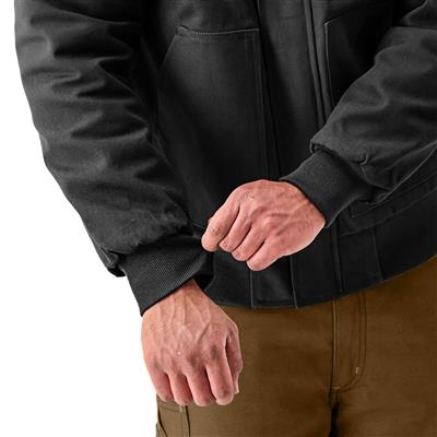 DuraDrive Men's Black Insulated Canvas Hooded Work Jacket