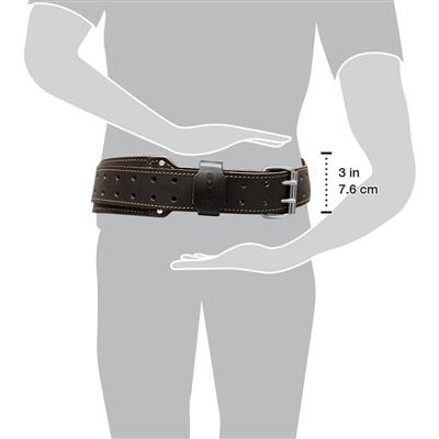 BOSSA 3 in. Dark Brown 2-Prong Top Grain Leather Wide Support Work Belt