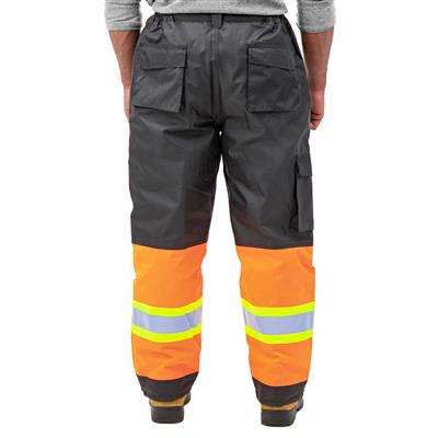 DuraDrive Men's Black and Orange Hi-Vis Waterproof Insulated Lined Work Pants