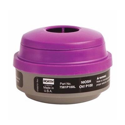 North 7581P100L Respirator Replacement Black and Magenta Organic Combination Gas and Vapor Cartridges with P100 Particulate Filter (2-Pack)