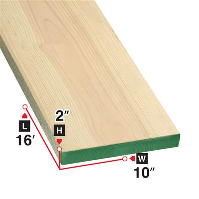 2 in. x 10 in. x 16 ft. Non-Cleated Spruce Scaffold Plank