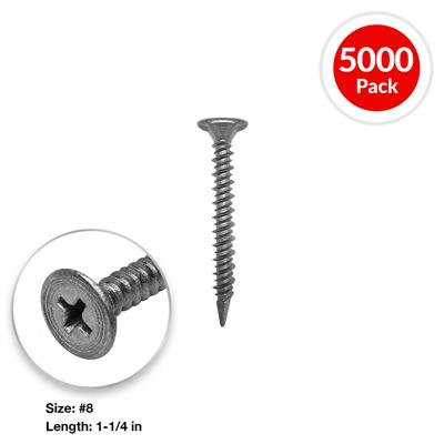 DuraDrive #8 x 1-1/4 in. Grey Coated Flat Head Phillips Drive Type 2 Spoon Point Cement Board Screws (5,000-Box)