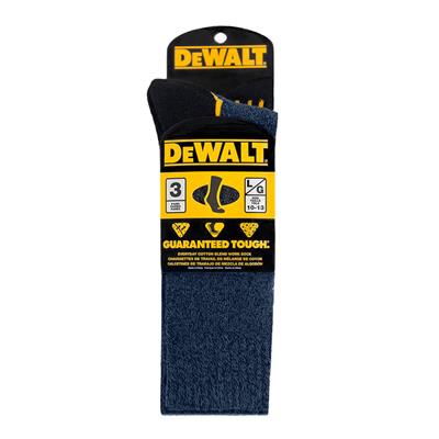 DEWALT DXSC150 Men's Blue Everyday Cotton Blend Size#10-13 Work Crew Socks (3-Pack)