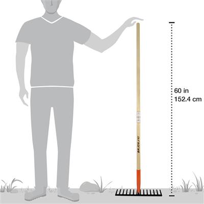 DuraDrive 60 in. 14-Tine Wood Handle Forged Steel Level Rake