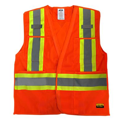 DuraDrive Men's Orange Hi-Vis Class 2 Level 2 Corn Mesh Tear-Away Safety Vest with Pockets