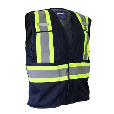 DuraDrive Men's Navy Hi-Vis Class 1 Level 2 Corn Mesh Tear-Away Safety Vest with Pockets