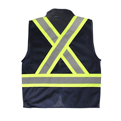 DuraDrive Men's Navy Hi-Vis Class 1 Level 2 Corn Mesh Tear-Away Safety Vest with Pockets