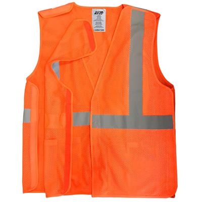 DuraDrive Men's Orange Hi-Vis Class 2 Level 2 Knitted Mesh Break-Away Safety Vest with Pockets