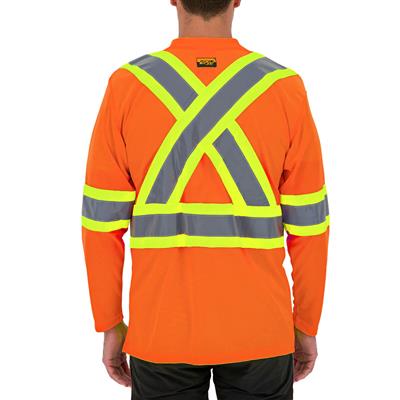 DuraDrive Men's Orange Hi-Vis Cooling Mesh Long Sleeve Safety T-Shirt