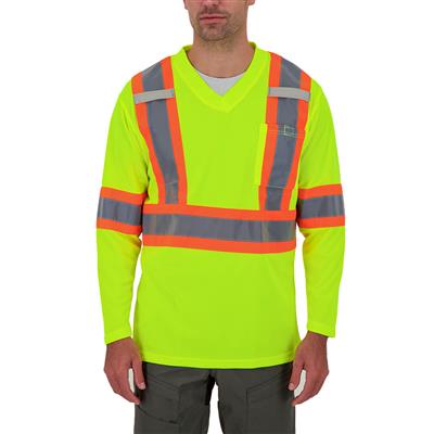 DuraDrive Men's Lime Yellow Hi-Vis Cooling Mesh Long Sleeve Safety T-Shirt