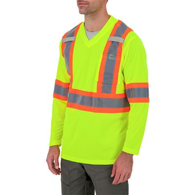 DuraDrive Men's Lime Yellow Hi-Vis Cooling Mesh Long Sleeve Safety T-Shirt