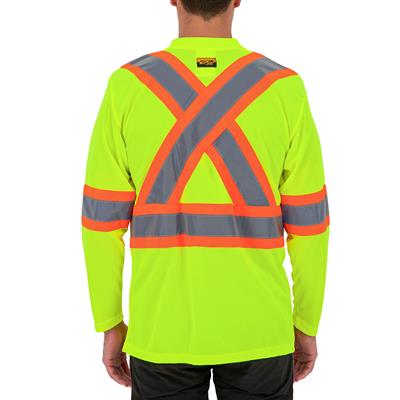 DuraDrive Men's Lime Yellow Hi-Vis Cooling Mesh Long Sleeve Safety T-Shirt