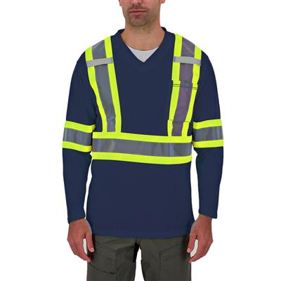 DuraDrive Navy Hi-Vis Cooling Mesh Long Sleeve Safety T-Shirt