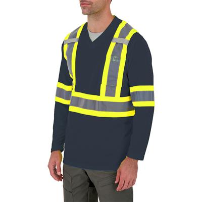 DuraDrive Navy Hi-Vis Cooling Mesh Long Sleeve Safety T-Shirt