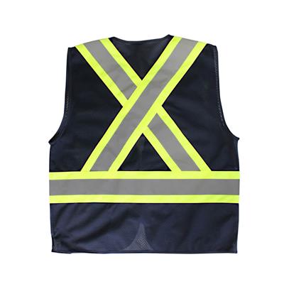 DuraDrive Men's Navy Foremans Hi-Vis Class 1 Level 2 Knitted Mesh Zipper Safety Vest with Pockets