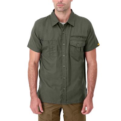 DuraDrive Men's Moss Green Ripstop Short Sleeve Button Work Shirt