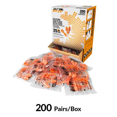DuraDrive Orange Reusable Corded Triple-Flange Silicone Earplug with 25 dB NRR (200-Pair)