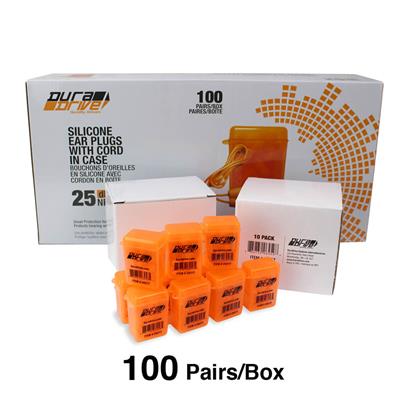 DuraDrive Orange Reusable Corded Triple-Flange Silicone Earplug with 25 dB NRR (100-Pair)