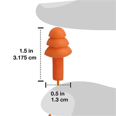 DuraDrive Orange Reusable Corded Triple-Flange Silicone Earplug with 25 dB NRR (100-Pair)