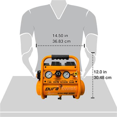 DuraTwist 0.5 HP 1-Gallon Ultra-Quiet Oil-Free Electric Air Compressor