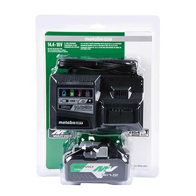 Metabo HPT UC18YSL3B1 36-Volt/18-Volt MultiVolt Lithium-Ion 4.0 Ah/8.0 Ah Slide Battery And Charger Starter Kit