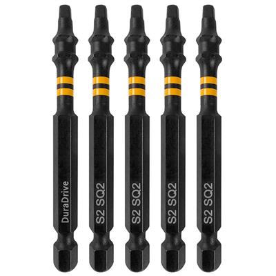 DuraDrive #2 x 3-1/2 in. Black Phosphate Coated Square Head Impact Driver Bit (5-Piece)