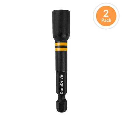 DuraDrive 1/4 in. x 2-9/16 in. Black Phosphate Coated Hex Impact Magnetic Nut Setter (2-Pack)