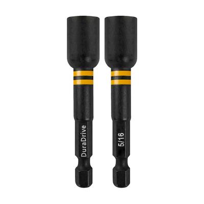 DuraDrive 5/16 in. x 2-9/16 in. Hex Impact Magnetic Nut Setter (2-Piece)