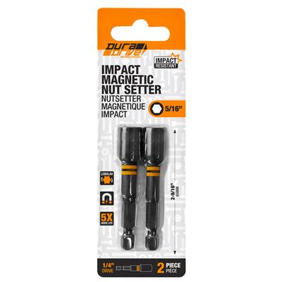 DuraDrive 5/16 in. x 2-9/16 in. Hex Impact Magnetic Nut Setter (2-Piece)