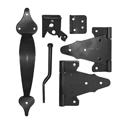 Nuvo Iron WGCKH Black Metal Wooden Fence and Gate Handle Latch and Hinge Combo Kit