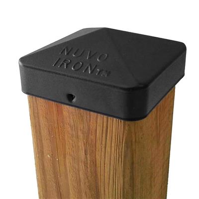 Nuvo Iron PCP11BLK 3-1/2 in. x 3-1/2 in. Black Aluminum Wooden Fence and Gate Easy Cap Pyramid Post Cap