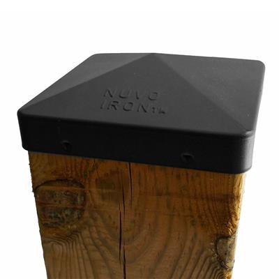 Nuvo Iron PCP12BLK 5-1/2 in. x 5-1/2 in. Black Aluminum Wooden Fence and Gate Easy Cap Pyramid Post Cap