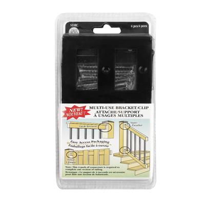 Nuvo Iron SDRC Black Metal Stair/Deck/Fence Multi-Use Rail Connector Bracket Kit (4-Pack)