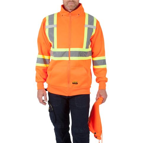 DuraDrive Men's Orange Hi-Vis Class 2 Level 2 Hoodie with Detachable Hood