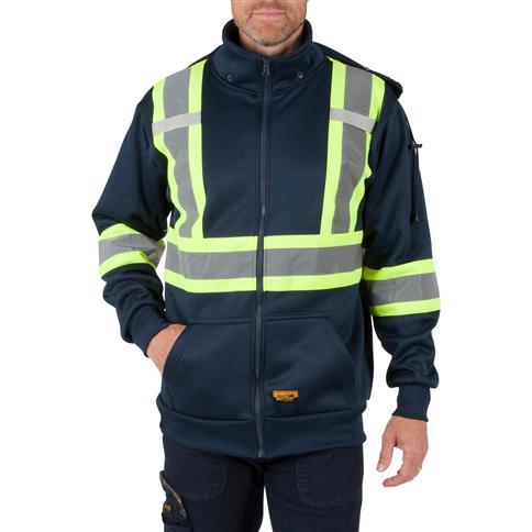 DuraDrive Men's Navy Hi-Vis Class 1 Level 2 Hoodie with Detachable Hood