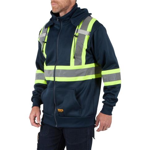 DuraDrive Men's Navy Hi-Vis Class 1 Level 2 Hoodie with Detachable Hood