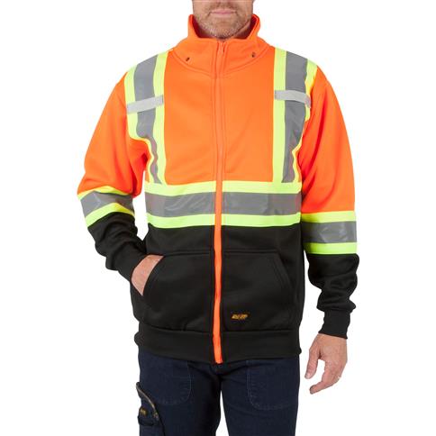 DuraDrive Men's Orange and Black Hi-Vis Class 2 Level 2 Hoodie with Detachable Hood