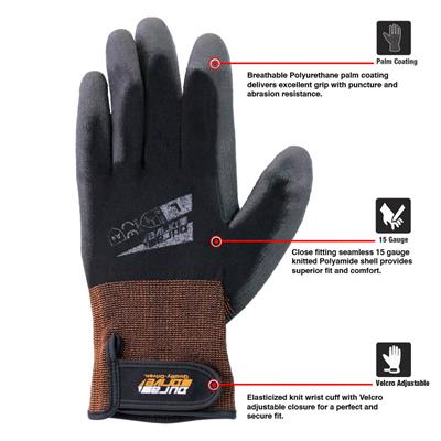 DuraDrive Black SHADE PU Palm Dipped Touch-Screen Work Gloves