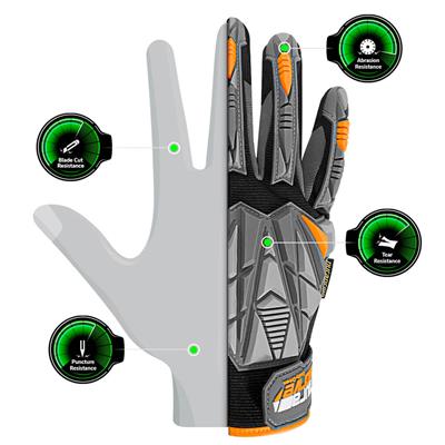 DuraDrive Black KABO Impact Resistant Anti-Vibration Heavy Duty Technical Work Gloves